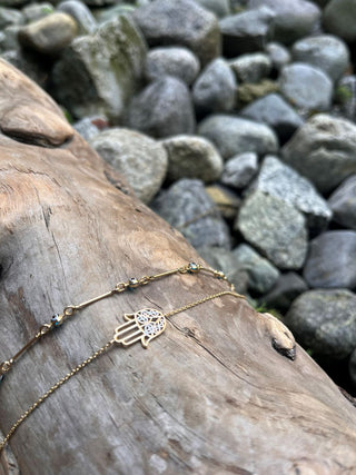 Gold chain Hamsa pendant bracelet