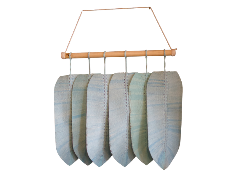 Hanging Leaf Wall Art - Turquoise - (80 x 65)